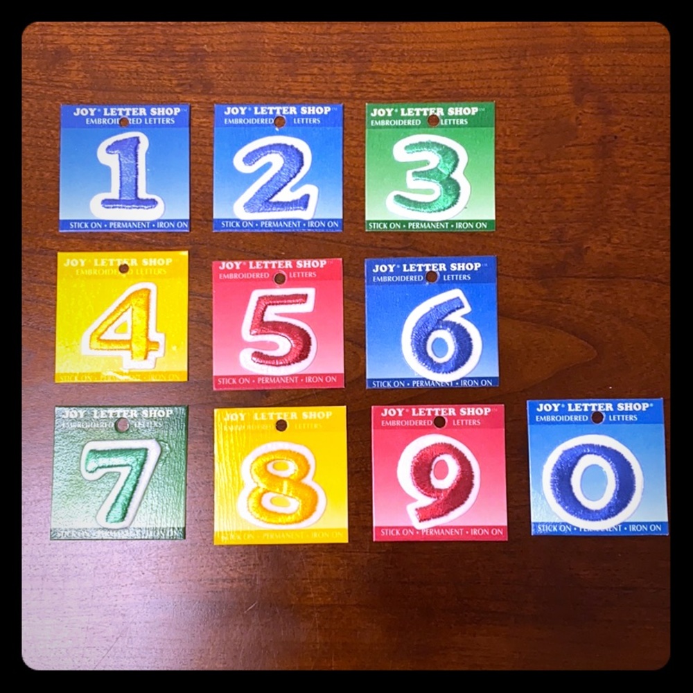 NWT....Joy Lettershop Embroidered Iron-on Numbers